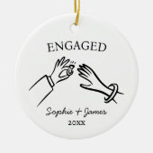 Verloofd Whimsical Hand Getekende Verlovings Kerst Keramisch Ornament (Voorkant)