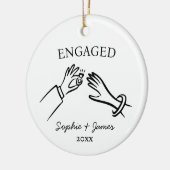 Verloofd Whimsical Hand Getekende Verlovings Kerst Keramisch Ornament (Links)