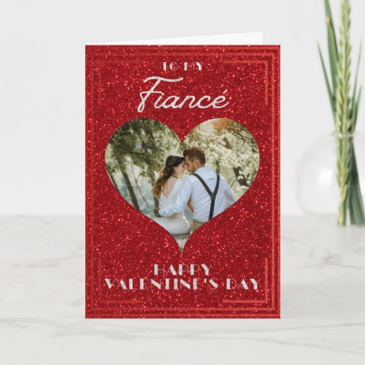 Verloofde aangepaste foto glitters valentine kaart (Voorkant)