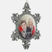 Verloofde Foto Snowflake Kerstvakantie Ornament (Links)