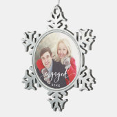 Verloofde Foto Snowflake Kerstvakantie Ornament (Rechts)