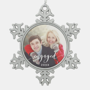 Verloofde Foto Snowflake Kerstvakantie Ornament