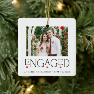 Verloofde Harttypografie Witte Foto Keramisch Ornament