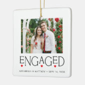Verloofde Harttypografie Witte Foto Keramisch Ornament (Links)