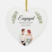 Verloofde Kerst Keepsake Greenery Trouwdatum Keramisch Ornament (Voorkant)