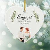 Verloofde Kerst Keepsake Greenery Trouwdatum Keramisch Ornament