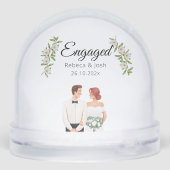 Verloofde Kerst Keepsake Greenery Trouwdatum Sneeuwbol (Achterkant)