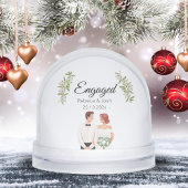 Verloofde Kerst Keepsake Greenery Trouwdatum Sneeuwbol
