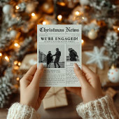 Verloofde krant kerstfoto feestdagenkaart
