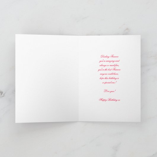 Verloofde Leuke Verjaardagskaart, roze draak met f Kaart (Binnen)