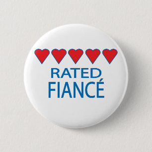 Verloofde met vijf harten ronde button 5,7 cm