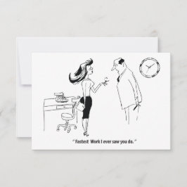 Verloofde op het werk, grappige vintage save the date