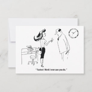 Verloofde op het werk, grappige vintage save the date