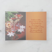 Verloofde - Romantische kerstkaart.Glazen wijn Feestdagen Kaart (Binnen)