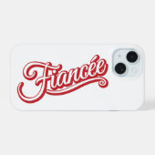 Verloofde rood/wit op wit iPhone 15 case (Achterkant horizontaal)