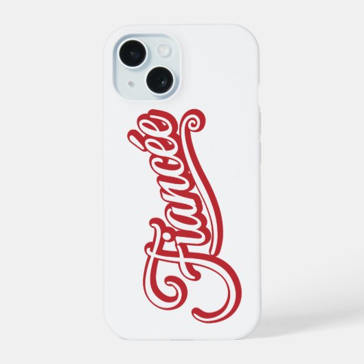 Verloofde rood/wit op wit iPhone 15 case (Achterkant)