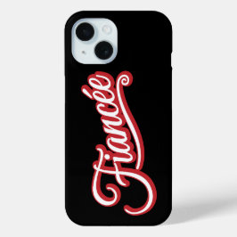 Verloofde rood/wit op zwart iPhone 15 case