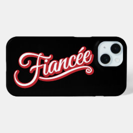Verloofde rood/wit op zwart iPhone 15 case