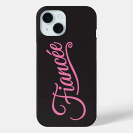 Verloofde roze op zwart iPhone 15 case