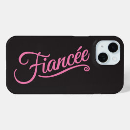 Verloofde roze op zwart iPhone 15 case
