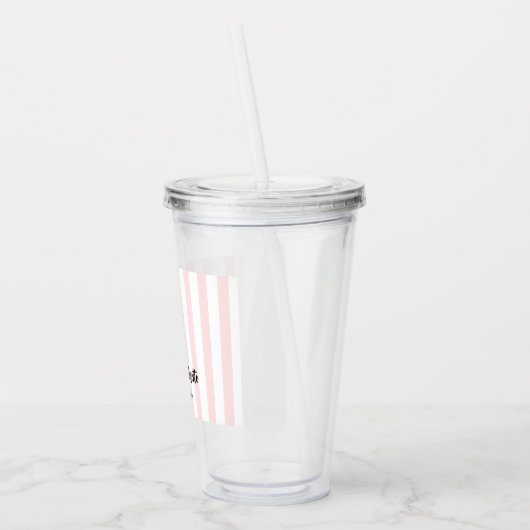 Verloofde Roze Strepen | Persoonlijk Geschenk Acryl Drinkbeker (Links)