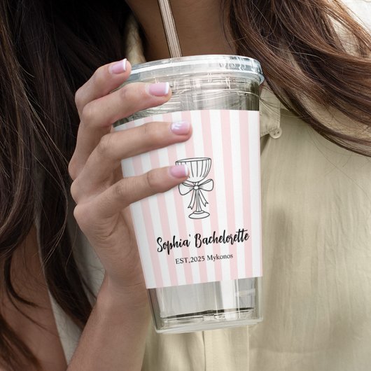 Verloofde Roze Strepen | Persoonlijk Geschenk Acryl Drinkbeker