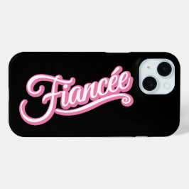 Verloofde roze/wit op zwart iPhone 15 case