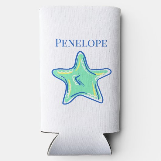 Verloofde Sip & Vier Zeester Kust Naam Seltzer Blikjeskoeler (Achterkant)