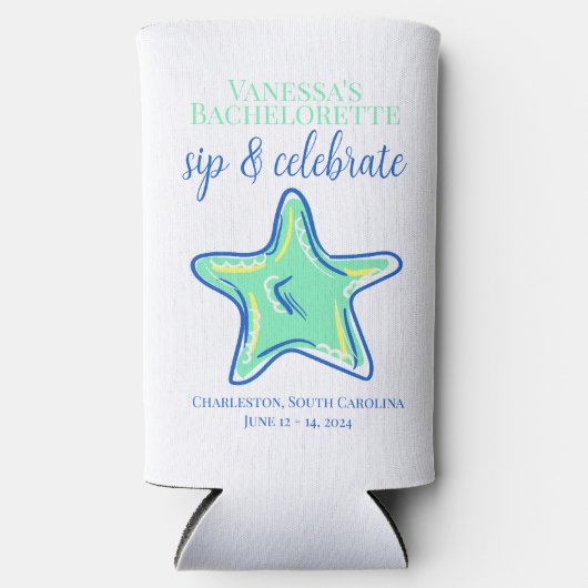 Verloofde Sip & Vier Zeester Kust Naam Seltzer Blikjeskoeler (Voorkant)