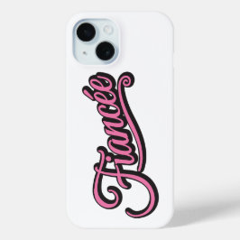 Verloofde zwart/roze op wit iPhone 15 case