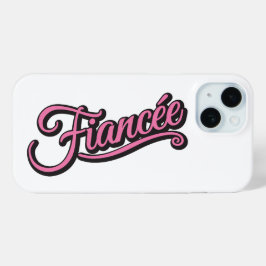 Verloofde zwart/roze op wit iPhone 15 case