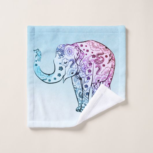 Verloop achtergrond en olifant bad handdoek (Wasdoekje)