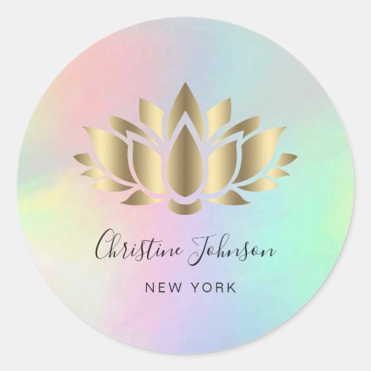 Verloop beige Lotus logo op pastelkleuren Ronde Sticker (Voorkant)