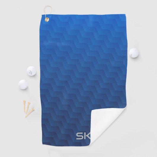 Verloop Blauw Chevron Monogram Golfhanddoek (Insitu)