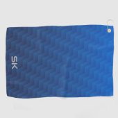 Verloop Blauw Chevron Monogram Golfhanddoek (Horizontaal)