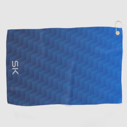 Verloop Blauw Chevron Monogram Golfhanddoek (Horizontaal)