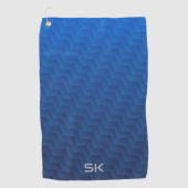 Verloop Blauw Chevron Monogram Golfhanddoek (Voorkant)