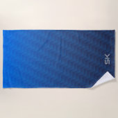 Verloop Blauw Chevron Monogram Strandlaken (Voorkant)