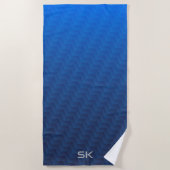 Verloop Blauw Chevron Monogram Strandlaken (Voorkant)