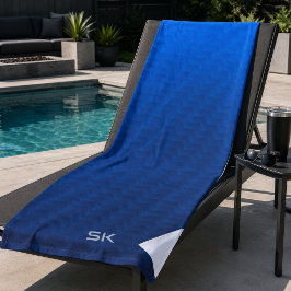 Verloop Blauw Chevron Monogram Strandlaken