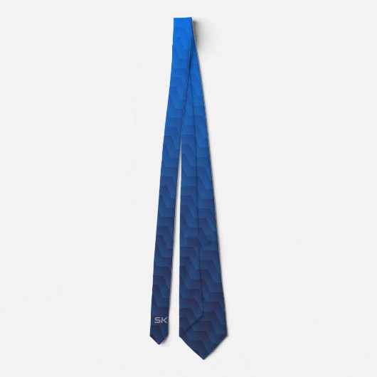 Verloop Blauw Chevron Monogram Stropdas (Achterkant)