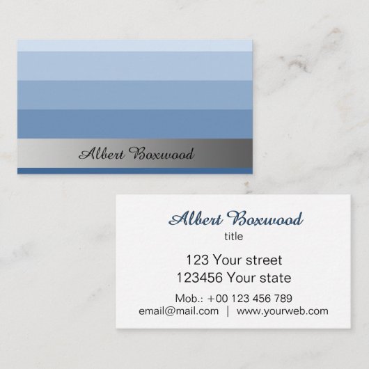 Verloop Blauw met Zilveren Banner Aangepaste tekst Visitekaartje (Voorkant / Achterkant)