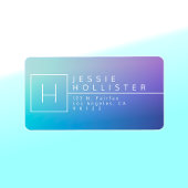 Verloop Blauw & Wit Monogrammed Terugkeeradres Etiket