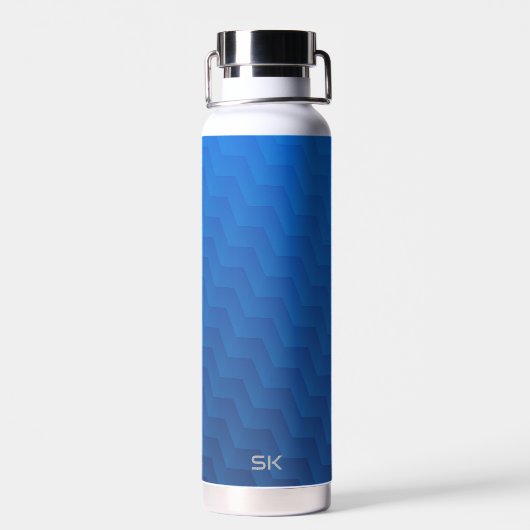 Verloop Blauwe Chevron Monogram Waterfles (Achterkant)
