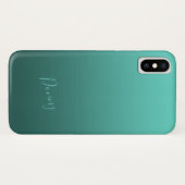 Verloop Blauwgroen met aangepaste naam Case-Mate iPhone Case (Achterkant (horizontaal))