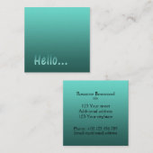 Verloop Één Blauwgroen Hallo van de Kleur met de T Vierkante Visitekaartje (Voorkant / Achterkant)