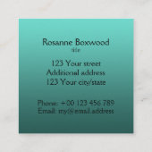 Verloop Één Blauwgroen Hallo van de Kleur met de T Vierkante Visitekaartje (Achterkant)