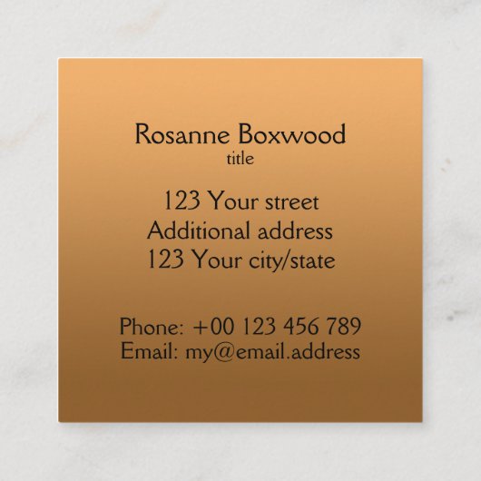 Verloop één kleur Gold Hallo met aangepaste tekst Vierkante Visitekaartje (Achterkant)