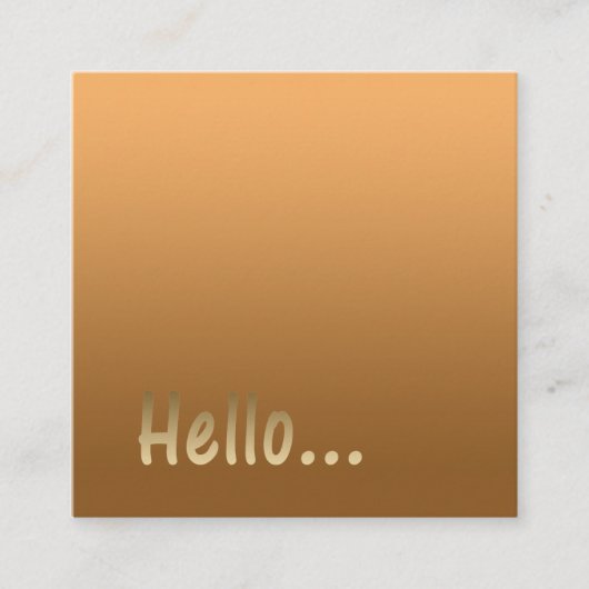 Verloop één kleur Gold Hallo met aangepaste tekst Vierkante Visitekaartje (Voorkant)