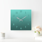 Verloop eenvoudig kleurbaar Blauwgroen Vierkante Klok (Huis)